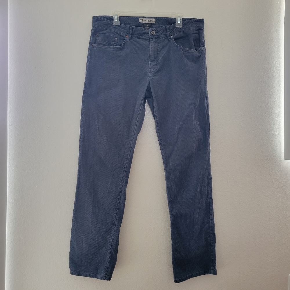 Travis Mathew 36 x 33 Blue Corduroy Straight Leg Cords Pants